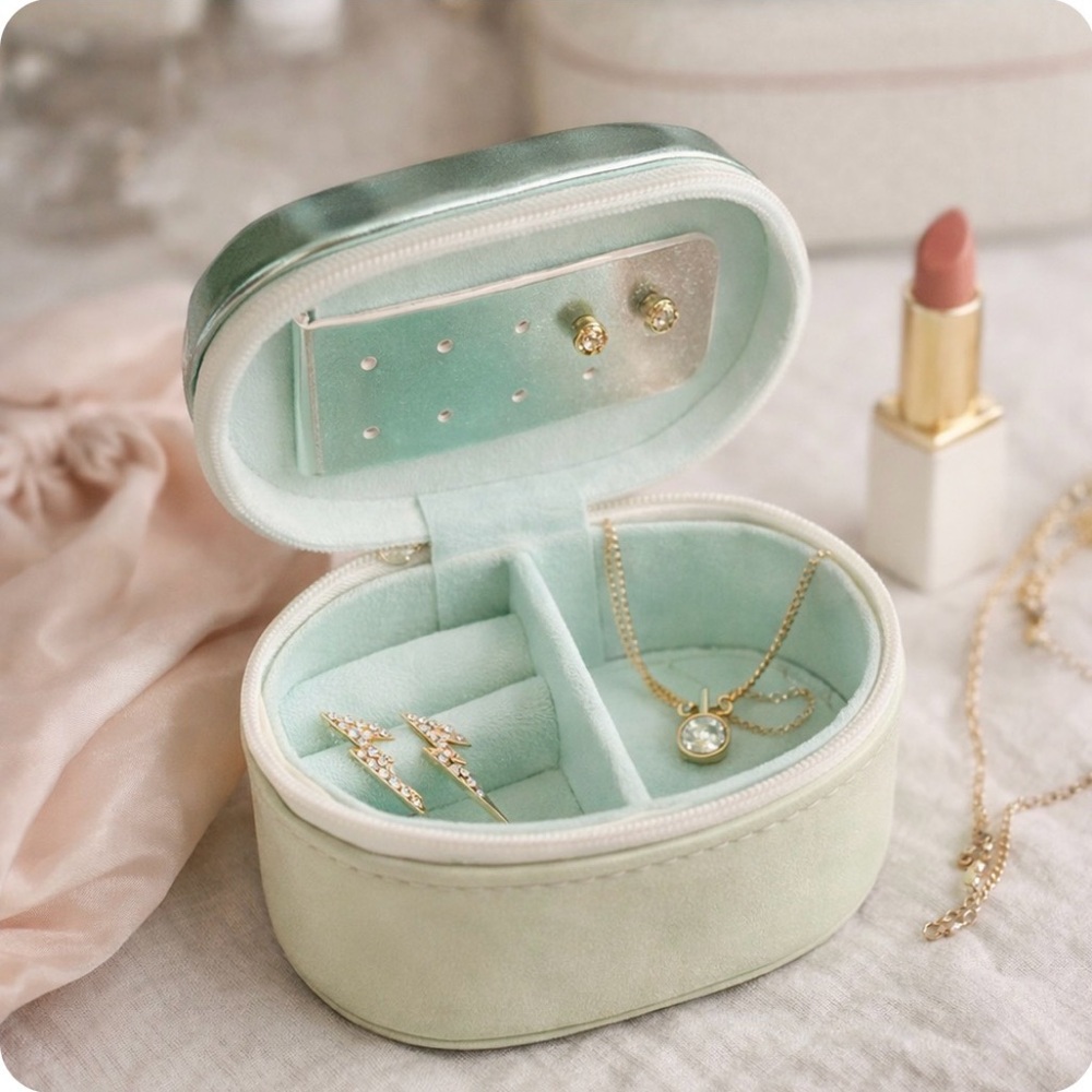 NEW Mint Mini Travel Jewelry Case • Zip Organizer for Rings Earrings, Target